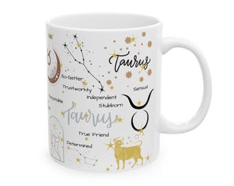 Taza del signo zodiacal Tauro: Regalo astrológico para amantes del café.