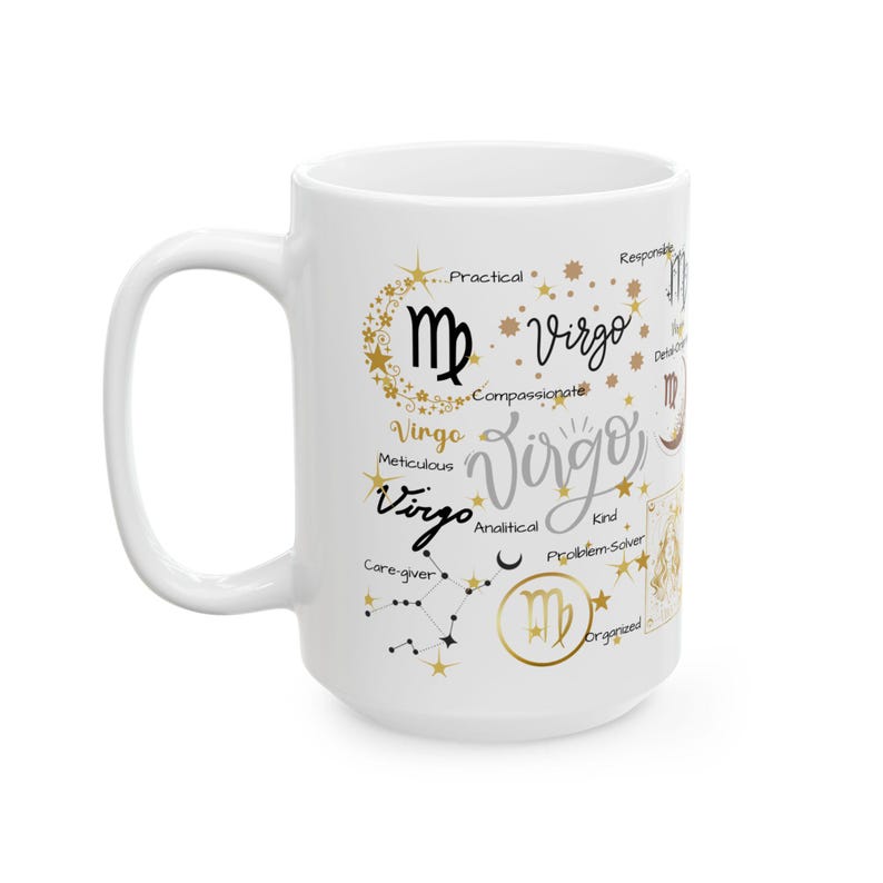 Taza del signo zodiacal Virgo, regalo de astrología, taza de café con horóscopo imagen 3