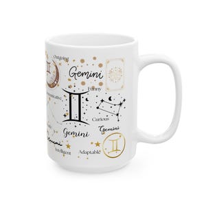 Taza del signo zodiacal Géminis, regalo de astrología, taza de café con horóscopo imagen 4
