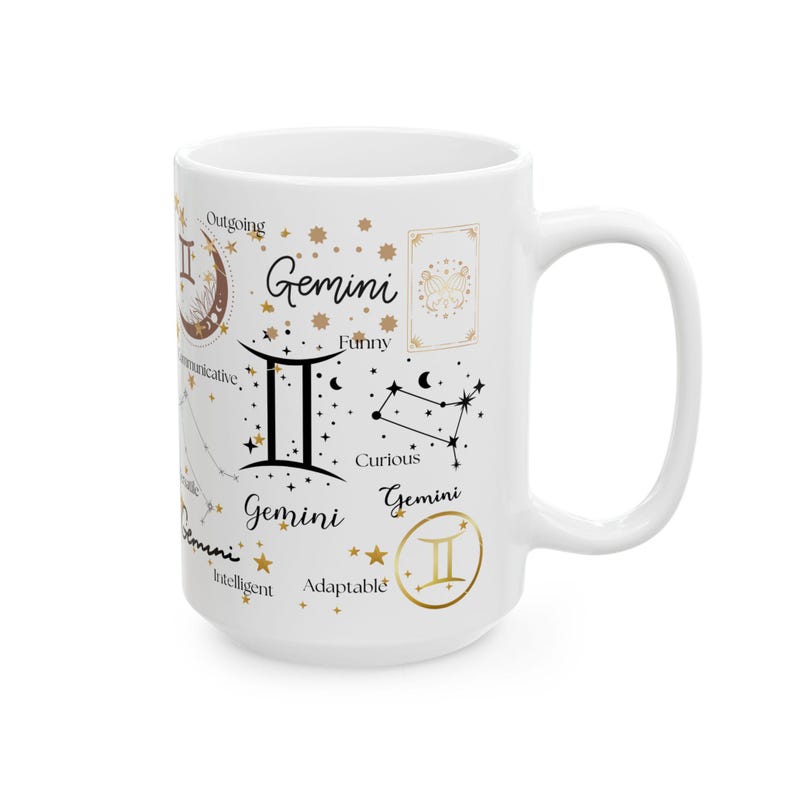 Taza del signo zodiacal Géminis, regalo de astrología, taza de café con horóscopo imagen 4