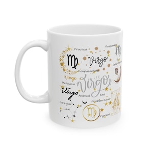 Taza del signo zodiacal Virgo, regalo de astrología, taza de café con horóscopo imagen 2