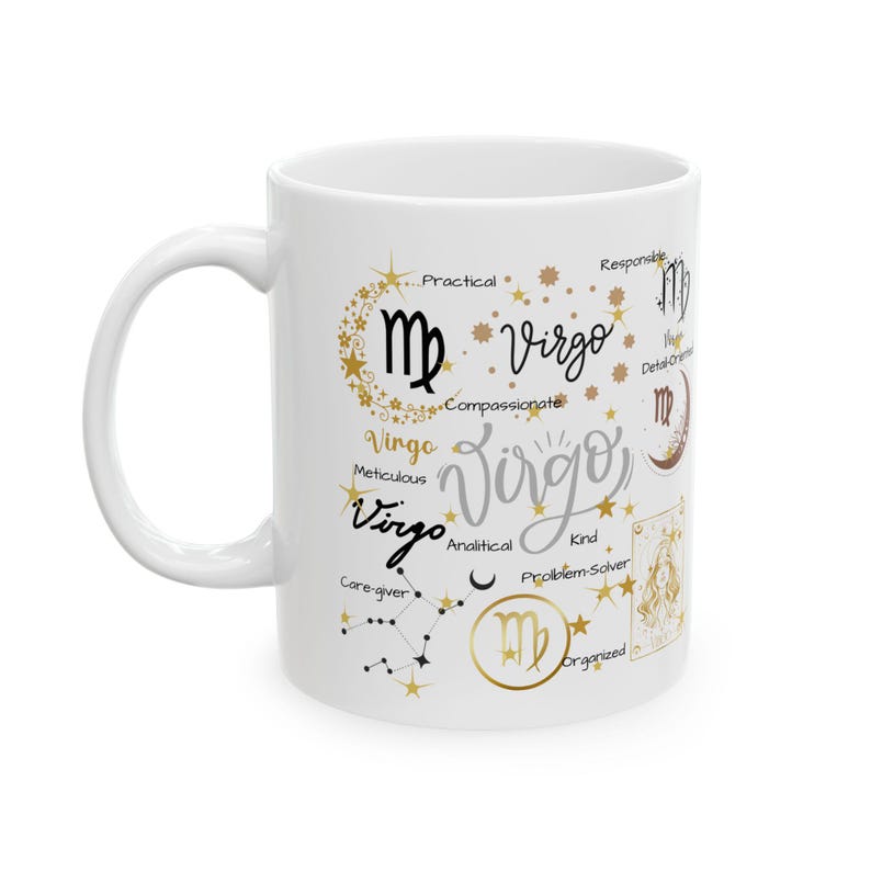 Taza del signo zodiacal Virgo, regalo de astrología, taza de café con horóscopo imagen 2