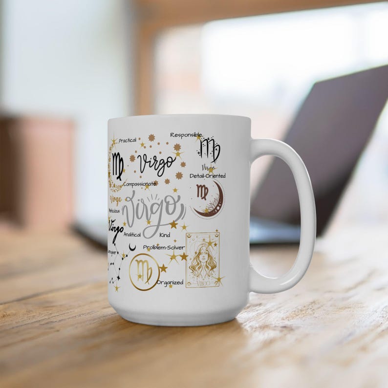 Taza del signo zodiacal Virgo, regalo de astrología, taza de café con horóscopo imagen 9