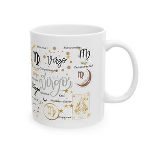 Taza del signo zodiacal Virgo, regalo de astrología, taza de café con horóscopo imagen 1