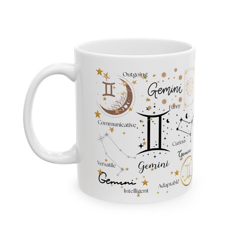 Taza del signo zodiacal Géminis, regalo de astrología, taza de café con horóscopo imagen 2