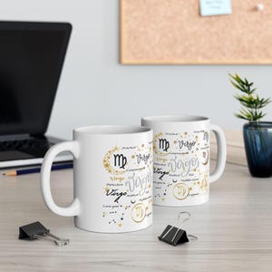 Taza del signo zodiacal Virgo, regalo de astrología, taza de café con horóscopo imagen 10