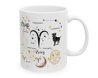 Taza de café del signo zodiacal Aries - Regalo astrológico de marzo/abril