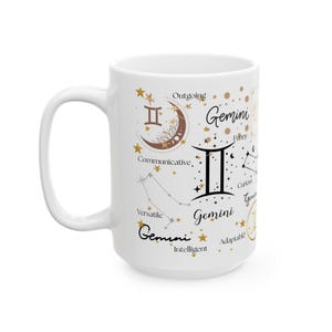 Taza del signo zodiacal Géminis, regalo de astrología, taza de café con horóscopo imagen 3