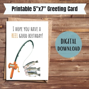 Carte d'anniversaire pour amateur de pêche à imprimer carte bday pour lui idée de cadeau de fête d'anniversaire de pêche b carte de jour pour mari carte d'anniversaire pour papa