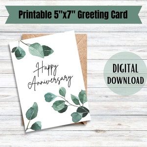 Tarjeta de aniversario imprimible para marido esposa regalo de aniversario para esposa regalo para marido tarjeta de aniversario pareja regalo tarjeta de aniversario floral