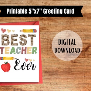 Afdrukbare leraar waardering kaart voor leraar cadeau bedankkaart voor leraar waardering week cadeau idee voor schoolleraar kaart digitaal