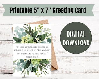 Mother's day card printable Proverbs greeting card bible verse christian mothers day printable religious card for mom digital download