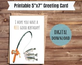 Birthday card for fishing lover printable bday card for him fishing birthday party gift idea b day card for husband birthday card for dad