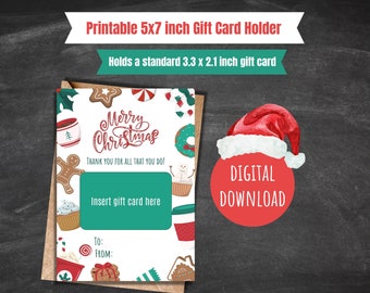 Christmas gift card holder for teacher printable merry christmas gift card holder christmas gift for teacher appreciation holiday gift