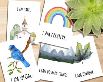 Tarjetas de afirmación para niños tarjetas motivacionales imprimibles tarjetas de positividad para niños Tarjetas flash Montessori niños salud mental niños mantra diario