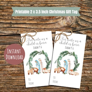 Christmas gift tag nativity scene tag for christmas gift printable holiday gift tag scripture christmas tag bible verse christmas gift tag