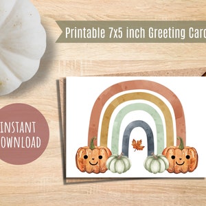 Carte d’automne imprimable carte de citrouille automne carte arc-en-ciel boho automne carte de vœux d’automne carte d’automne vierge carte d’automne mignonne pour idée cadeau d’automne