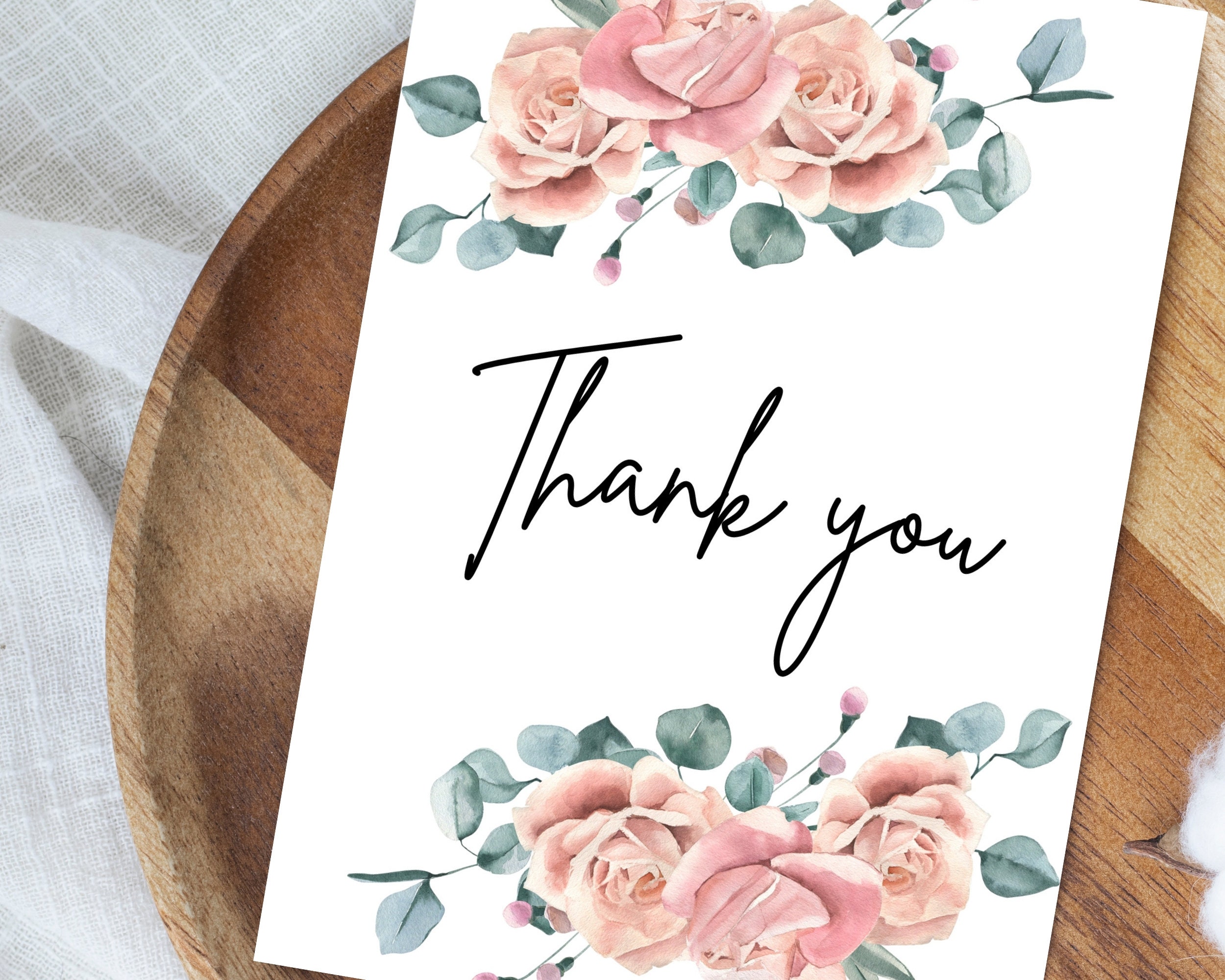 Thank You Card Printable Floral Thank You Card for Wedding - Etsy