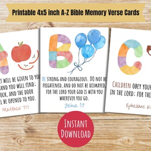Alfabet Bijbelverskaarten afdrukbare A-Z Bijbelvers geheugenkaarten voor kinderen Schriftkaarten Christelijke ABC geheugenkaarten doopcadeau voor kinderen