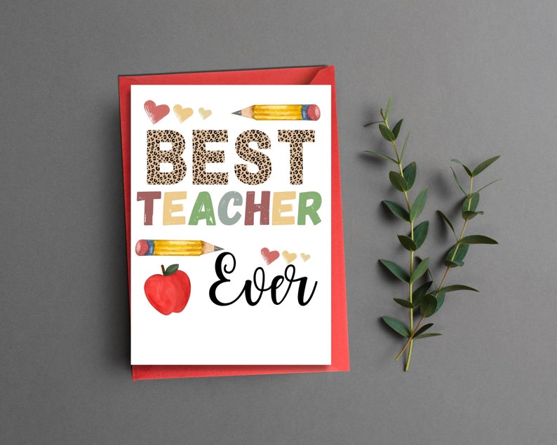 Printable Teacher Appreciation Card for Teacher Gift Thank You Card for