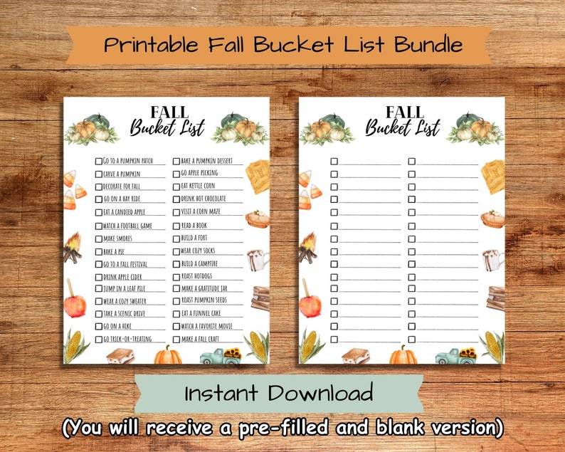 Fall Break Checklist Fall Bucket List Printable Autumn Bucket List Fall Activities for ...