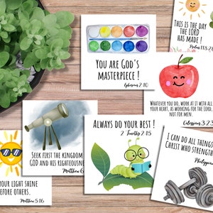 Bijbelvers lunchtrommel aantekeningen voor kinderen lunchtrommel christelijke kaarten voor schoollunch aantekeningen Schriftteksten voor kinderen positieve christelijke aantekeningen