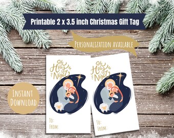 Può includere: Etichette regalo di Natale stampabili con una scena della Natività e il testo "Oh Holy Night". Le etichette misurano 5,1 cm per 8,9 cm e hanno spazio per scrivere "A :" e "Da :" .