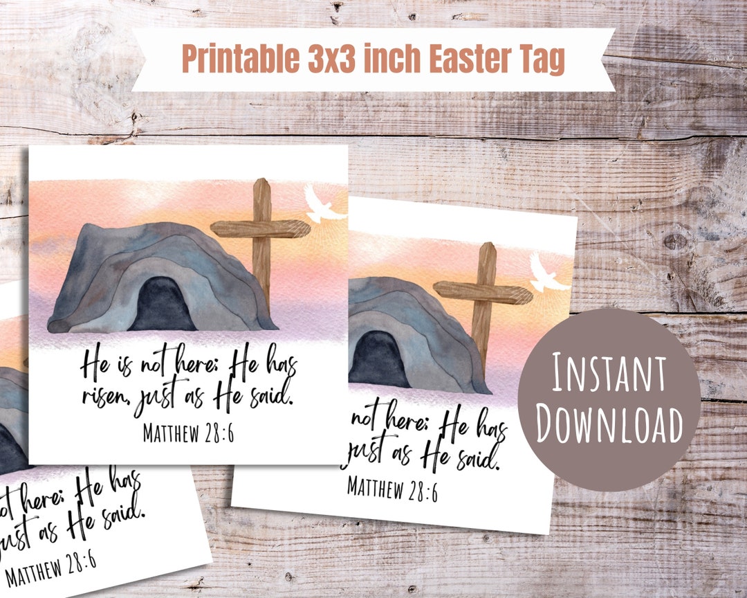 Easter Gift Tag Printable Resurrection Easter Tag Religious Easter Gift ...