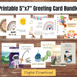 Printable birthday card bundle set of 15 bday card bundle digital b day card for birthday party gift idea birthday card set