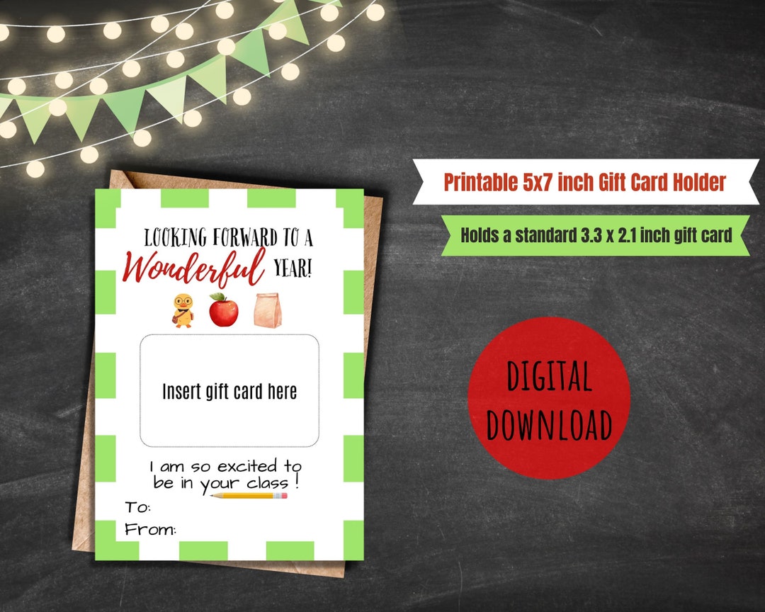Teacher Gift Card Holder for First Day of School Printable 1st Day of ...
