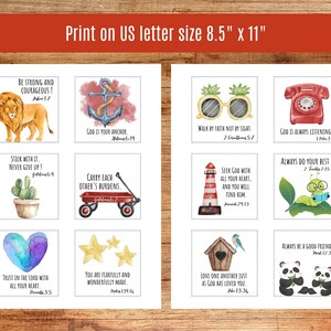 Lunch box note cards printable christian lunch notes for kid scripture notes for lunch positive school notes watercolor bible verse cards image 6