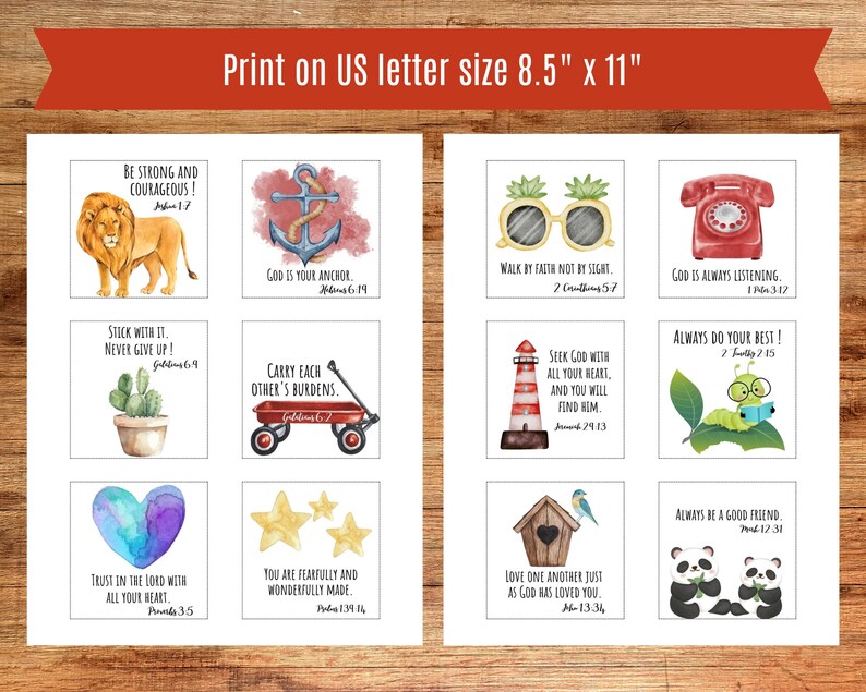 Lunch box note cards printable christian lunch notes for kid scripture notes for lunch positive school notes watercolor bible verse cards image 6
