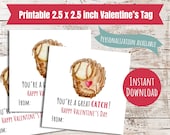 Valentine baseball tag printable sports valentine's day card for friend baseball card for class valentine's day party baseball vday treat