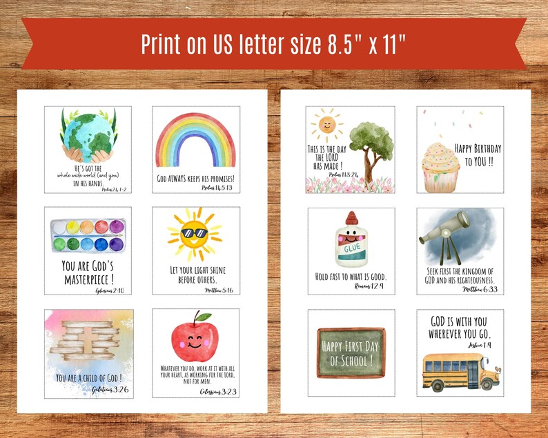 Lunch box note cards printable christian lunch notes for kid scripture notes for lunch positive school notes watercolor bible verse cards image 4