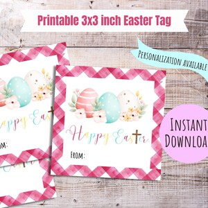 Easter gift tag printable Easter bunny tag Easter gift tag for Easter basket card personalized Easter party tag Easter egg hunt favor tag