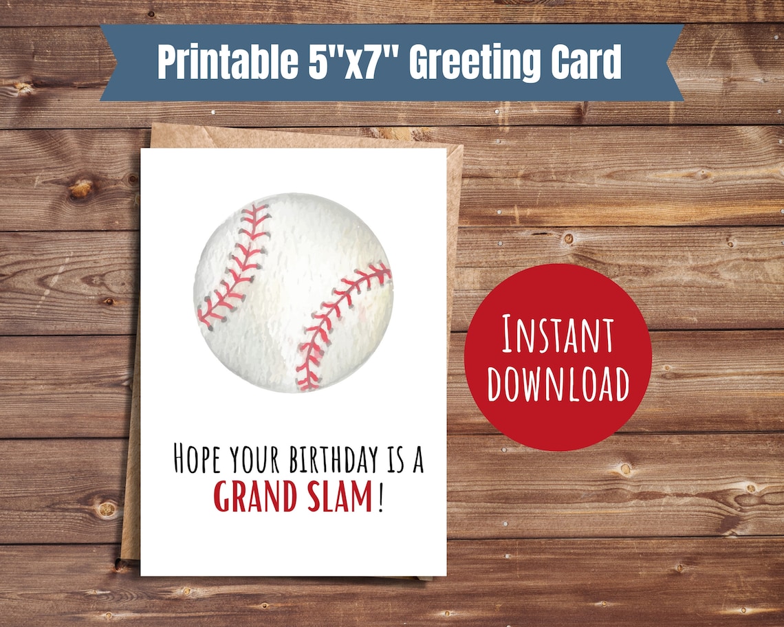 Baseball Birthday Card Printable Sports Bday Card Baseball Lover Gift ...