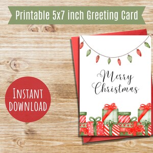 Kerstkaart afdrukbare vrolijke kerstwenskaart voor kerstcadeau kerstmailingkaart kerstcadeaukaart kerstverlichting kaart