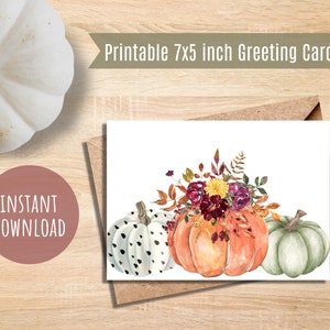Carte de citrouille imprimable carte d’automne carte imprimable de citrouille florale pour l’automne boho fleur carte de vœux d’automne carte de citrouille vierge carte d’automne mignonne