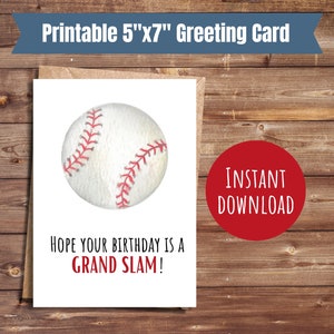 Baseball Birthday Card Printable Sports Bday Card Baseball Lover Gift ...