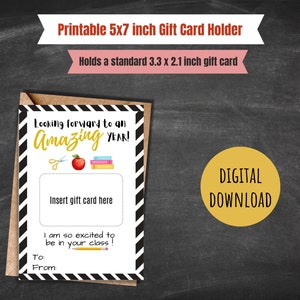 First day of school gift card holder teacher appreciation gift for back to school gift for teacher printable 1st day of school treat