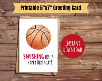 Carte d'anniversaire de basket-ball imprimable carte d'anniversaire de sport cadeau pour amateur de basket-ball cadeau d'anniversaire de carte d'amant de sport pour lui cadeau de fête d'anniversaire de basket-ball