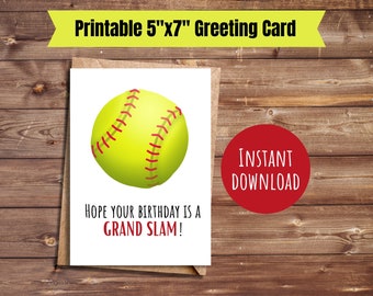 Softball birthday card printable sports bday card softball lover gift sports lover card bday gift for her softball birthday party gift