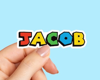 Pegatina de nombre del juego, calcomanía de nombre impermeable, pegatina de botella de agua, pegatinas de nombre, pegatina de nombre personalizado, pegatina de nombre personalizado