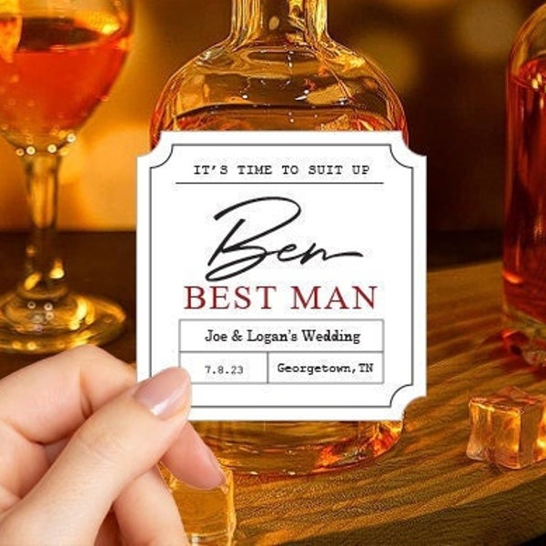 Custom whiskey label, Groomsman whiskey label, Best man whiskey label, Custom Liquor Label for Groomsman, Whiskey Bottle Label for Wedding