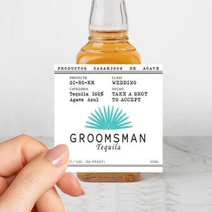 50ml(2”x 2”) Casamigos Label, Groomsman Gift, Mini Liquor Labels, Tequila Label, Best Man Gift, Tequila Bottle Label, Tequila Gift