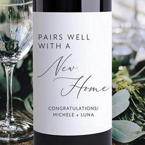 Customized New Home Label, Housewarming Champagne Label, New Home Owner Gift, New Homeowner Gift, Realtor Gift to Clients