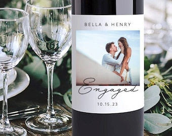 Photo Wine Label,Personalized Engagement Wine Label,Engagement Champagne Label,Wedding Wine Label,Proposal Gift,Couple Gift,Anniversary Gift