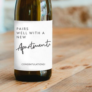 Pairs Well with a New Apartment Wine Label, Housewarming Gift, New Place, Housewarming Wine Label, New Apartment Champagne Label