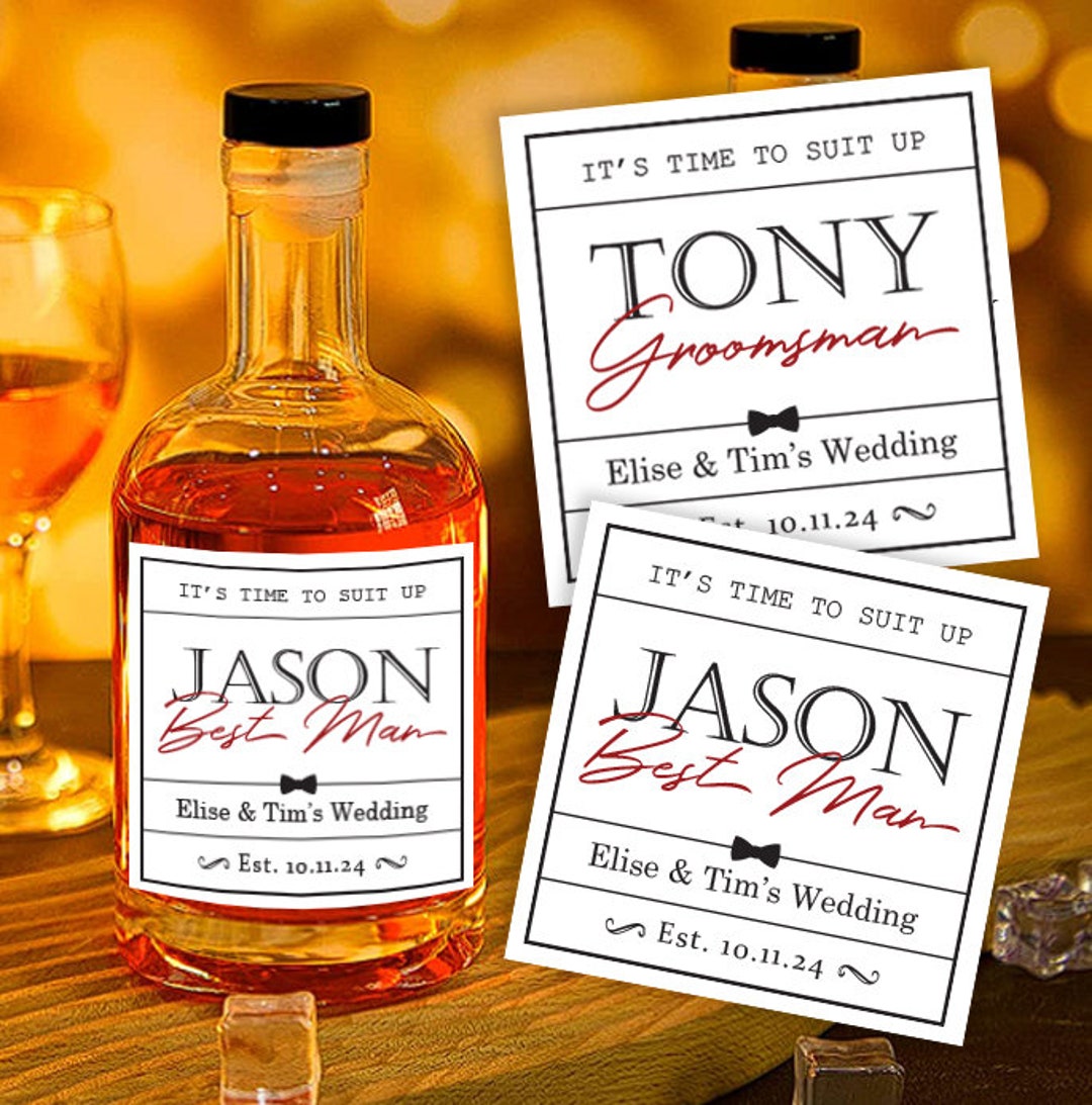Groomsman Whiskey Label, Custom Whiskey Label, Best Man Whiskey Label