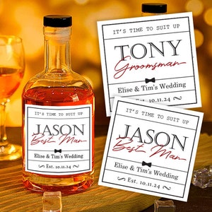 Groomsman whiskey label, Custom whiskey label, Best man whiskey label, Custom Liquor Label for Groomsman, Whiskey Bottle Label for Wedding